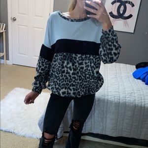 brand new blue cheetah sweater